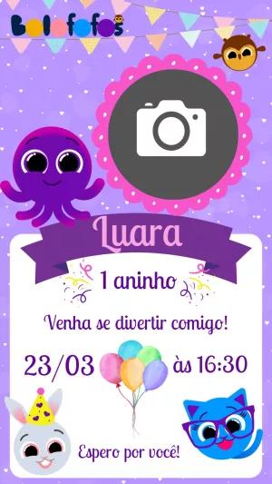 Convite Aniversário Bolofofos com Foto para Editar Online