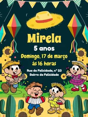 Convite Aniversário Festa Junina Turma da Mônica para Editar