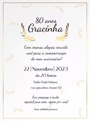 Convite de Aniversário 80 Anos Elegante para Editar Online