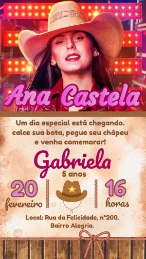 Convite Aniversário Ana Castela Boiadeira para Editar Online