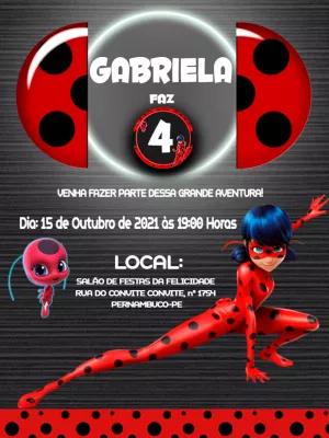 Convite de Aniversário Ladybug para Editar Online