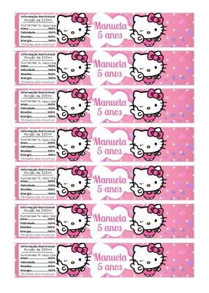 Rótulo de Garrafa Aniversário Hello Kitty para Editar Online