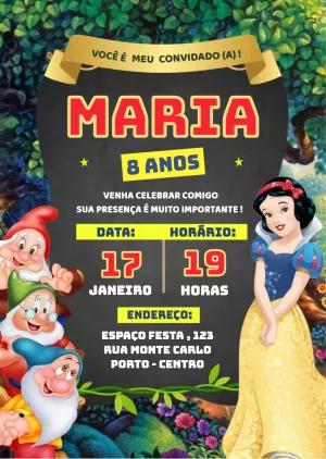 Convite de Aniversário Branca de Neve para Editar Online