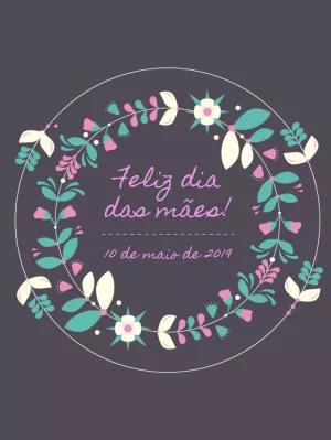 Cartão Dia das Mães com Guirlanda Floral para Editar Online