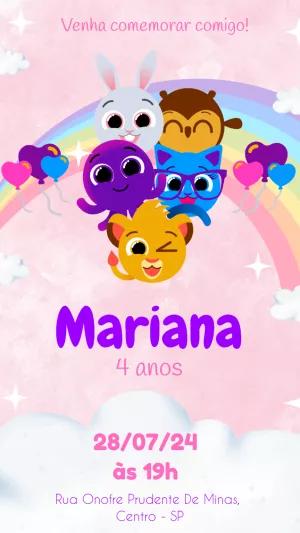 Convite de Aniversário Bolofofos com a Turma para Editar Online