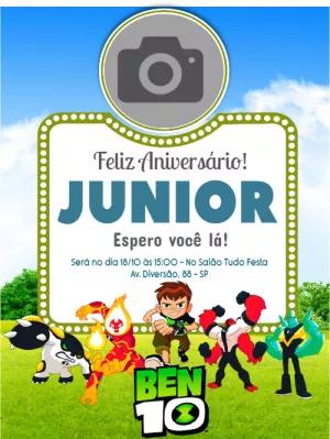 Convite de Aniversário Ben 10 com Foto para Editar Online