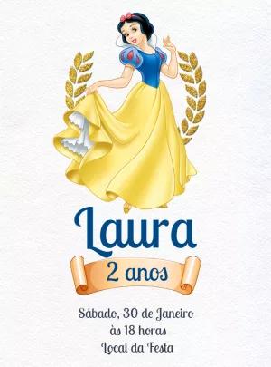 Convite de Aniversário Branca de Neve para Editar Online