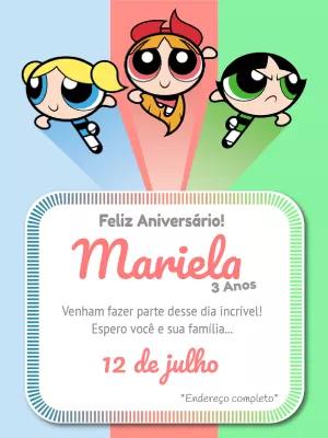 Convite de Aniversário Meninas Super Poderosas para Editar