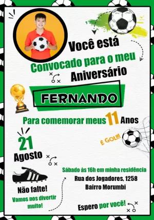 Convite Aniversário Futebol com Foto para Editar Online