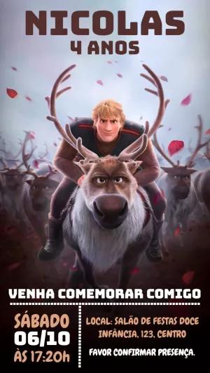 Convite Aniversário Frozen Menino com Kristoff para Editar