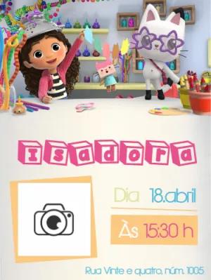 Convite Aniversário A Casa Mágica da Gabby com Foto para Editar