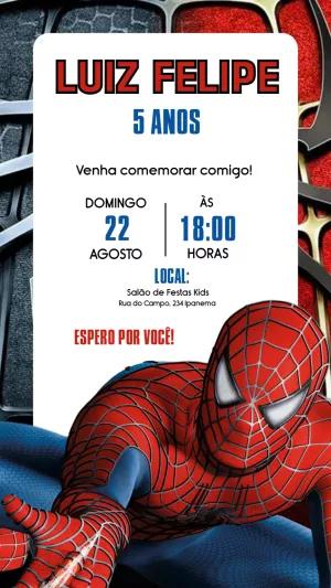 Convite de Aniversário Homem Aranha para Editar Online