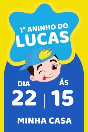 Convite de Aniversário Luccas Neto para Editar e Imprimir