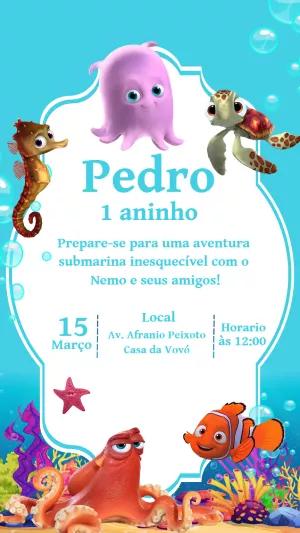 Convite de Aniversário Procurando Nemo para Editar Online