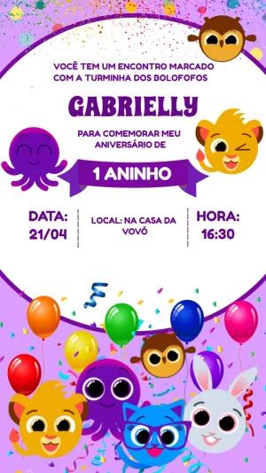 Convite Aniversário Bolofofos com Personagens para Editar Online