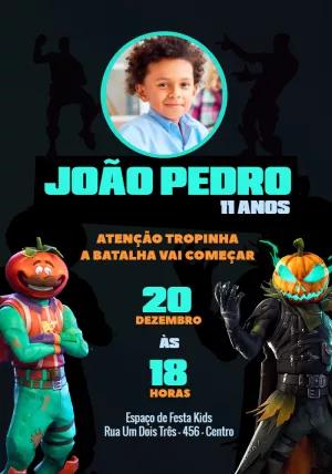 Convite Aniversário Fortnite com Foto para Editar Online