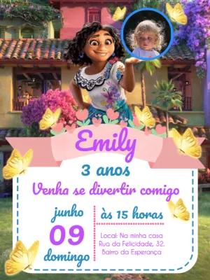 Convite de Aniversário Encanto com Foto para Editar Online