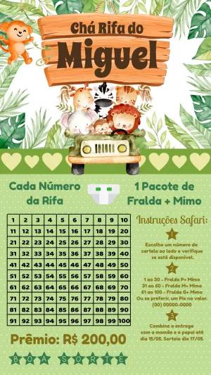 Chá Rifa Safari com Animais Fofos para Editar Online