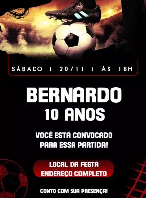 Convite de Aniversário Futebol com Bola e Chuteira para Editar