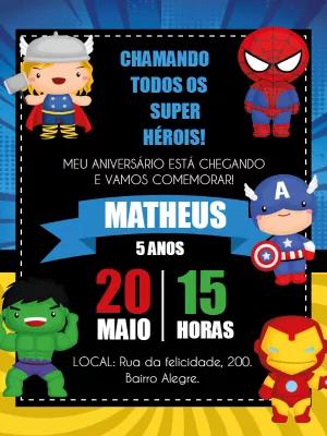 Convite Aniversário Vingadores Toy para Editar Online