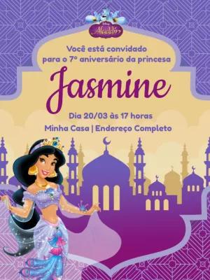 Convite de Aniversário Princesa Jasmine para Editar Online