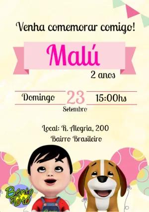 Convite Aniversário Bento e Totó para Editar Online