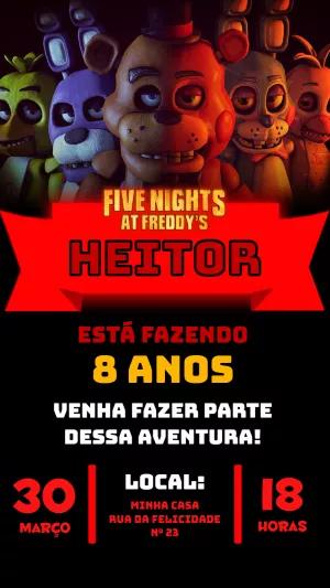 Convite Aniversário Five Nights at Freddy's para Editar Online