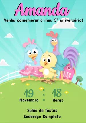 Convite Aniversário Galinha Pintadinha Candy para Editar Online