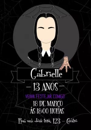 Convite de Aniversário Wandinha Addams Editável Online