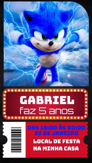Convite de Aniversário Sonic o Filme para Editar Online