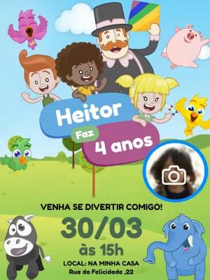 Convite Aniversário Mundo Bita com Foto para Editar Online