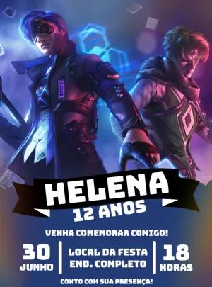 Convite de Aniversário Free Fire com Personagens para Editar