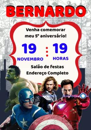 Convite de Aniversário Vingadores para Editar Online