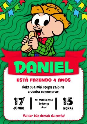 Convite Aniversário Festa Junina Cebolinha Editável Online