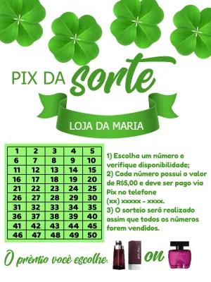 Rifa Pix da Sorte com Tabela de Números para Editar Online
