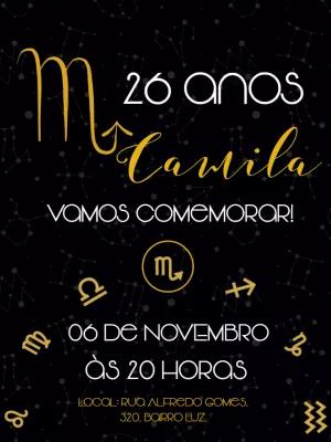 Convite Aniversário Signo Escorpião para Editar Online