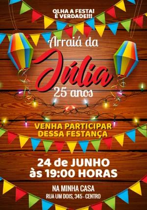 Convite de Aniversário Festa Junina para Editar Online