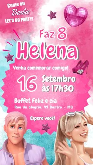 Convite de Aniversário Barbie Filme para Editar Online