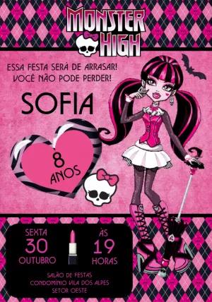 Convite de Aniversário Monster High Editável Online