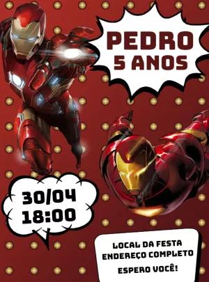 Convite de Aniversário Homem de Ferro para Editar Online