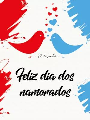 Arte Dia dos Namorados com Pássaros Apaixonados para Editar