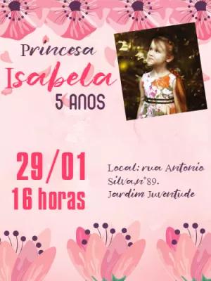 Convite Princesa Floral com Foto para Editar Online