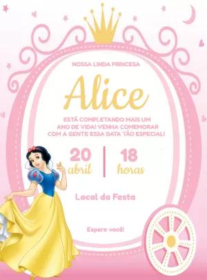 Convite Aniversário Branca de Neve para Editar Online