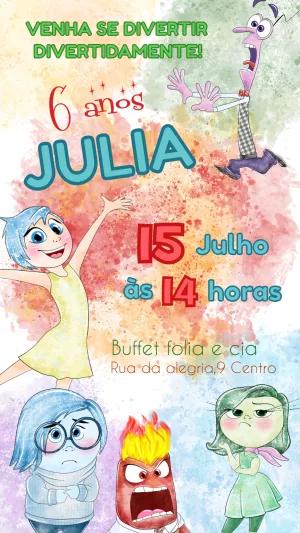 Convite Aniversário Divertidamente com Personagens para Editar