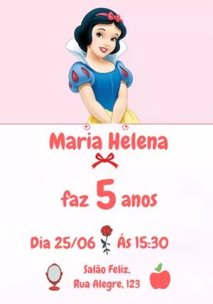 Convite Aniversário Branca de Neve para Editar Online