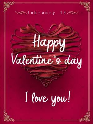 Valentine's Day Card with Ribbon Heart to Edit Online
