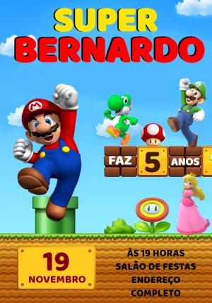 Convite de Aniversário Super Mario Bros para Editar Online