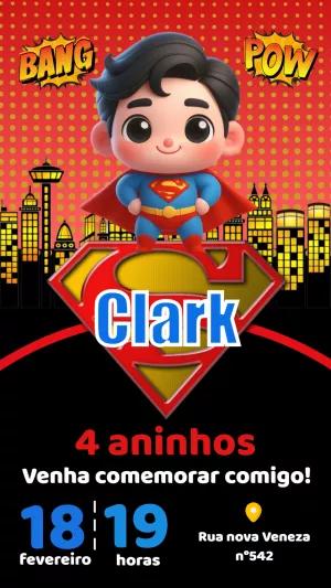 Convite de Aniversário Superman Cute para Editar Online