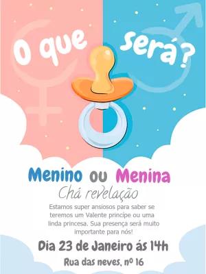 Convite Chá Revelação Menino ou Menina para Editar Online
