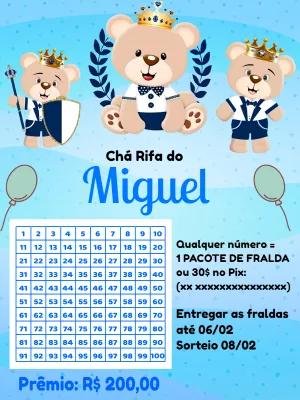 Rifa Chá de Bebê Ursinho Príncipe para Editar Online